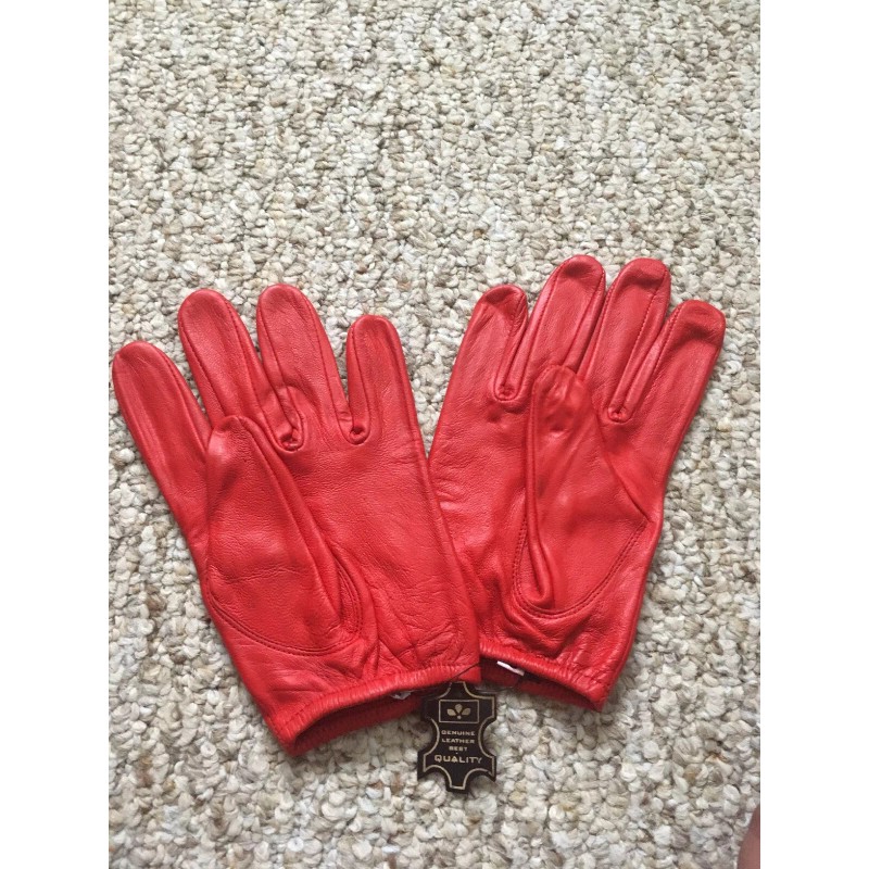 RealRide Men's Driving Red Small Leather Gloves