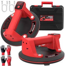 DEWINNER 8" Electric Glass Suction Cup Lifter, 600 LBS Max Load Vacuum Glass Lifter with 2 X 1200mAh Built-in Batteries, Industrial Strength Vacuum Suction Cup for Glass, Tile, Granite, Metal(2PCS)