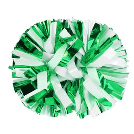 Lovecheer 2PCS Metllic Green and White Pom Poms Cheerleading with Baton Handle for Sports Basketball Football Party Team Spirit Cheering Gifts