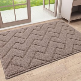 OLANLY Indoor Door Mat, 32x20, Dirt Resistant and Absorbent, Sturdy Non-Slip Rubber Backing, Easy to Clean, Washable Entry Mat, Ideal Low-Profile Floor Mat for Front Back Door and Entryway, Brown