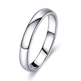 FUNEIA Silver Band Ring Women Men 1-8 mm Wide Stainless Steel Rings for Men Women Simple Polished Wedding Ring Engagement Ring Thumb Ring Finger Ring Sizes 52, 54, 57, 60, 62, 65, 67, Stainless Steel
