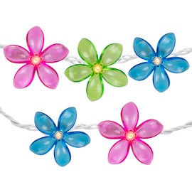 Northlight Set of 10 Pink, Blue and Green Flower Patio and Garden Novelty Lights 2.5