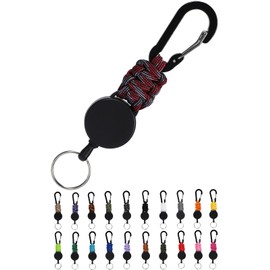 SasuGadget Retractable Keychain, Compact & Durable Key Reel with Carabiner, Strong Metal Wire for Keys, Badges, Card Holder, Fishing, and Kids’ Use, red camo