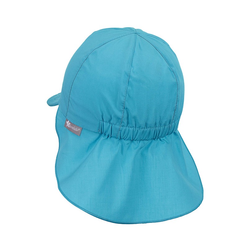 Sterntaler unisex peaked cap with neck protection and ties, Turquoise