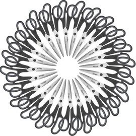 24 Black Scissors Bulk, Rkqoa 8" All Purpose Scissors Pack - High Performance and Designed for Everyday use, Stainless Steel Scissors with Comfort Grip, Right/Left Handed