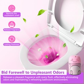 Rilafuvu Toilet Bowl Cleaner-Cute Dinosaur-Shaped Toilet Bowl Cleaner Bottle Automatic Bathroom Toilet Tank Cleaner Easy-To-Use Septic Safe Toilet Cleaner in Bottle with Peach Scent (1, pink)