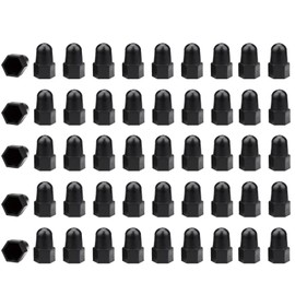 Leliafleury Hex Nut Cover 50Pcs Plastic Higher Dome Bolt Nut Protection Caps Cover for Bolts, Hex Hexagon Screws (Black, M12*18 * 40)