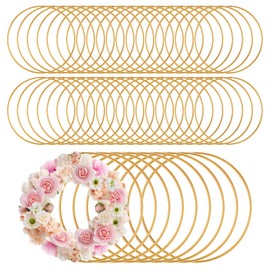 Zonon 100 Pcs Metal Rings for Crafts Gold Craft Rings Hoops Floral Macrame Hoops for DIY Crafts Macrame Dream Catcher Supplies Wedding Table Wreath Decor Wall Hanging (8 Inch)