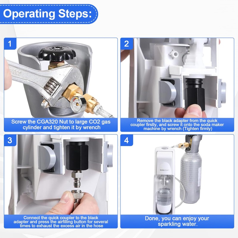 Soda Machine Quick Connector Co2 Adapter - CGA320 to TR21-4