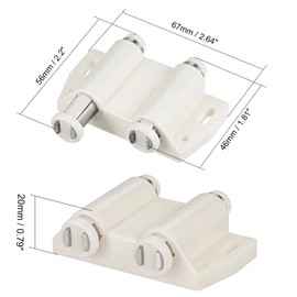 Sourcingmap Double Magnetic Touch Catch Latch Plastic PE White for Cabinet Door Shutter