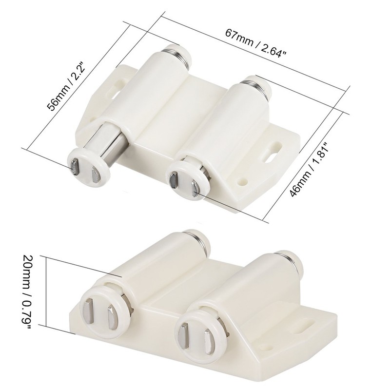 Sourcingmap Double Magnetic Touch Catch Latch Plastic PE White for