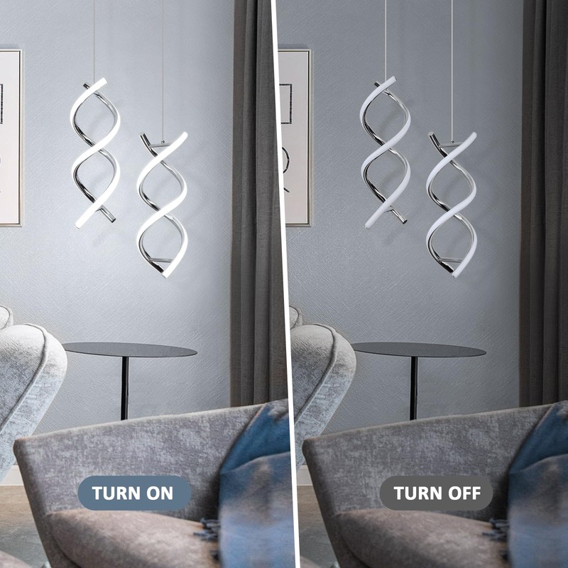 CANEOE Spiral Led Pendant Light Fixture,15W Cold White Light Modern