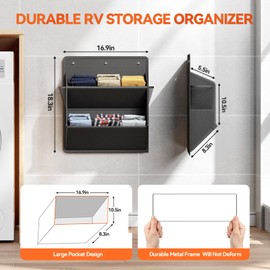 DEYILIAN 2 Pack RV Shoe Storage with Sticky Adhesive Tape, Over the Door Shoe Rack, Wall Hanging Shoe Organizer with Large Deep Pockets for Camper, Narrow Space Saving Closet Organizers Black