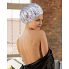 Zeayebsr Satin Shower Cap, 1 Piece Waterproof Elastic Shower Cap,