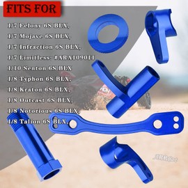 ARRCat Steering Bell Crank Set fits for Arrma 1/8 Typhon Kraton Mojave Outcast Felony Infraction Notorious 6S BLX, Aluminium Steering Rack Servo Saver,RC Upgrade Parts Hop up (Blue)