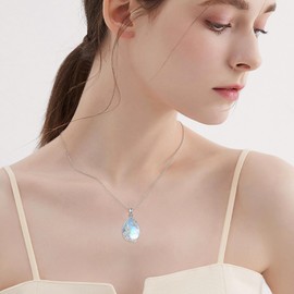 YAFEINI Butterfly Moonstone Necklace - 925 Sterling Silver Butterfly Pendant Necklace for Women and Girls