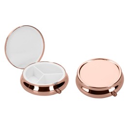 kwmobile 2x Edelstahl Pillendose mit 3 Fächern - 5,2 x 1,7cm - runde Tablettendose Box - Edelstahlpillendose - Dose in Rosegold