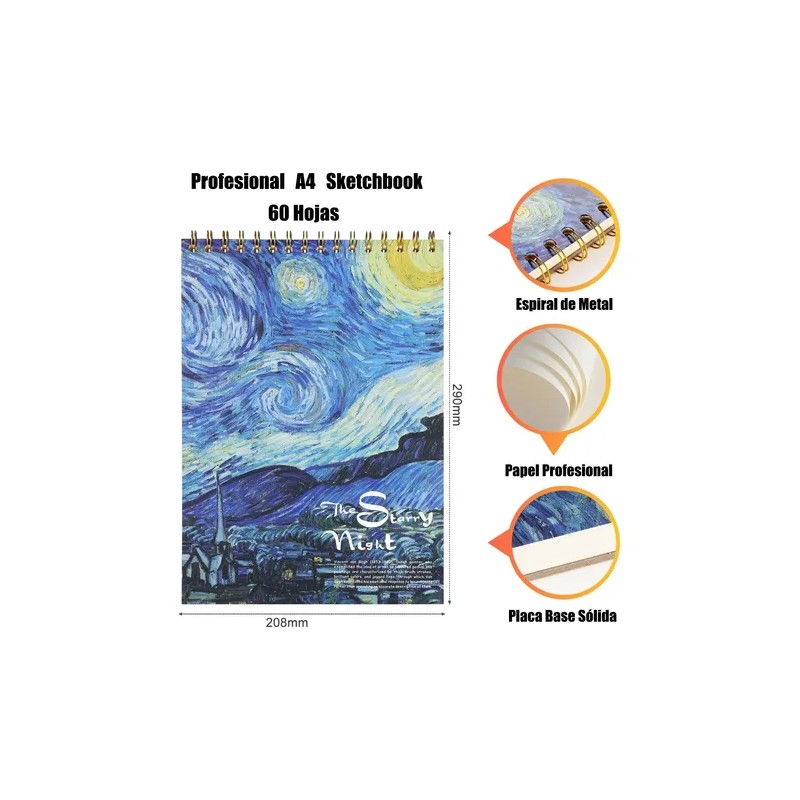Cuaderno De Dibujo Libretas Profesional Sketchbook 60 Hojas