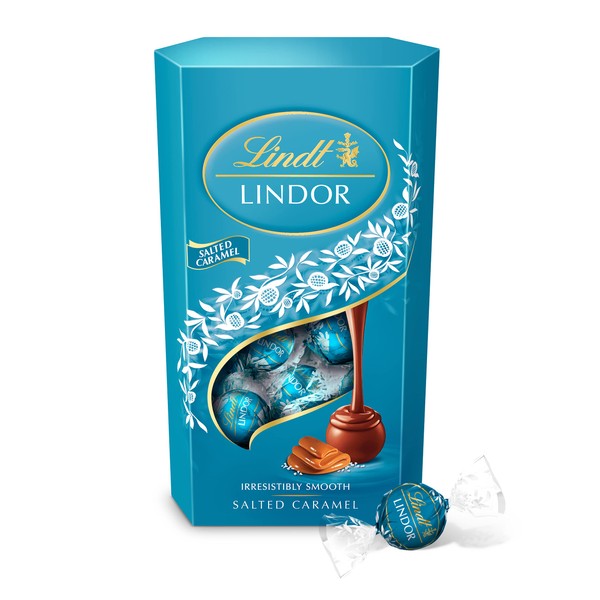 Lindt Lindor Salted Caramel Milk Chocolate Truffles Box Extra Large | Approx 48 truffles, 600g | Contains a Smooth Melting Filling | Gift Present or Sharing Box for Him and Her | Christmas, Birthday