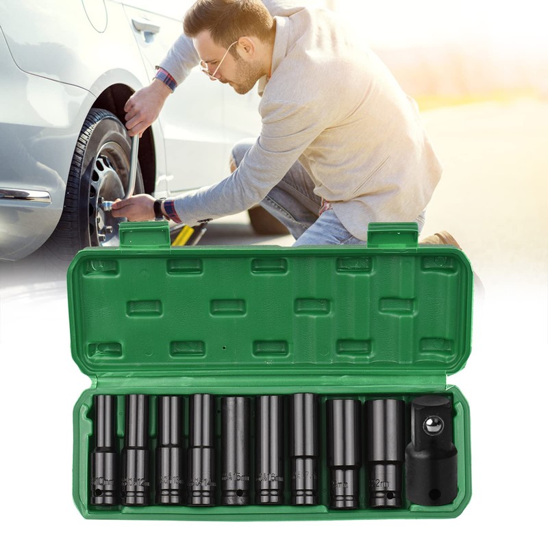 1/2 Inch Drive Hex Impact Socket Set 10-Piece Deep Socket