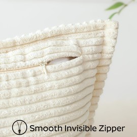 Sungeek Set of 4 Corduroy Cushion Covers, Decorative Cushion Covers, Soft Cushion Cover, Decorative Cushion, Sofa Cushion, Couch Cushion Cover, Decorative Cover for Sofa, Bedroom, Living Room (Cream