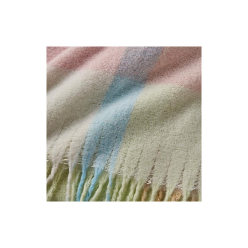 Catherine Lansfield Faux Mohair Check 130x170 cm Blanket Throw Pastel