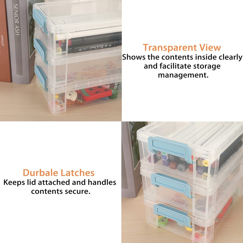 BTSKY Pack of 4 Stackable Transparent Pen Boxes, Office Supplies