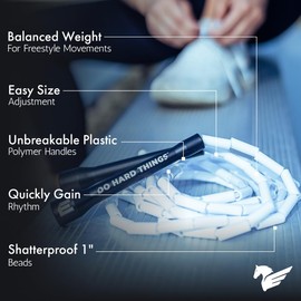 Elite Jumps | Adjustable Jump Ropes for Fitness with Unbreakable Handles and Shatterproof Beads | Crossover Jump Rope for Your Exercise Equipment | Segmented Jump Rope