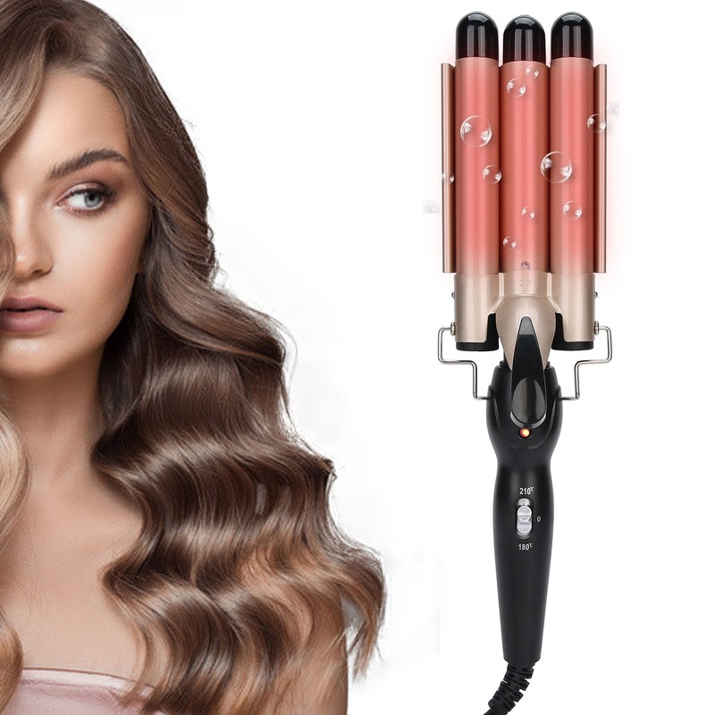 3 Barrel Curling Iron Wand Adjustable Hair Curler Waver Crimper