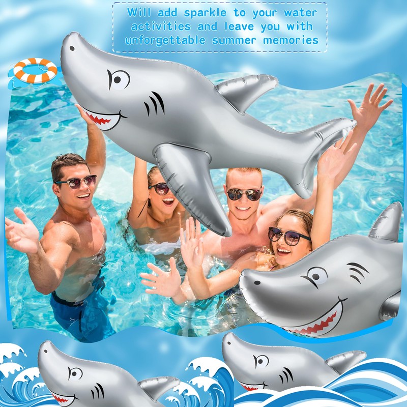 3 Pack 40 Inch Inflatable Shark Large Blow Up Shark