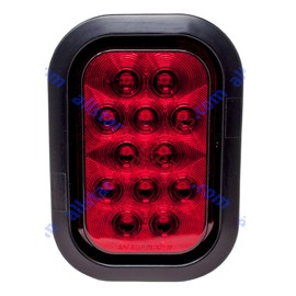 [ALL STAR TRUCK PARTS] 5x3" 4x Red 2xWhite Rectangle 12 LED Stop/Turn/Tail & Backup/Reverse Truck Trailer Hitch Light Grommet & 3 Wire Pigtail Plug Kit