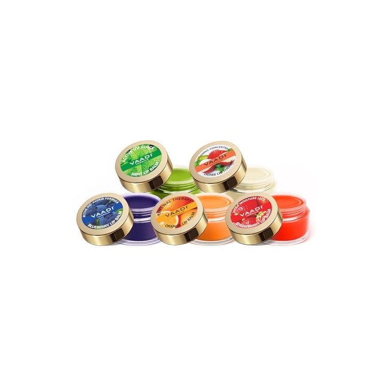 Vaadi Herbals Bálsamos labiales surtidos, 0.35 oz (paquete de 5)