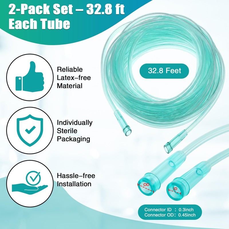 Geiserailie 3 Pack 50ft Oxygen Tube, Green Crush Resistant Oxygen