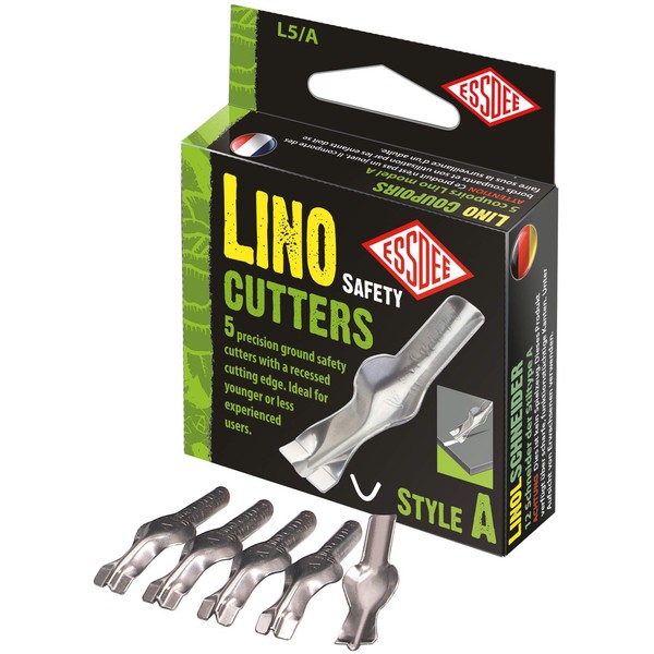 ESSDEE Safety Lino Cutter - Style A Size Lino Blades - High Carbon Steel - Pack of 5 - Made in UK