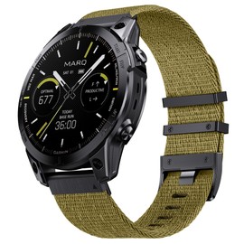 Watch Strap for Fenix 6X Pro/6X/7X Pro/7X/5X Plus/5X/3/3HR, Quickfit 26 Nylon Watch Strap for Descent MK1/2/2i/3/3i/Tactix, for Garmin Enduro/Enduro 2, Epix 51MM, Quatix 7X/7X Pro