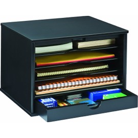 Victor Wood Midnight Black Collection, 4-Shelf Desktop Organizer, Black, (4720-5)