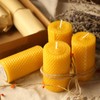 3 Pack Natural Beeswax Pillar Candles,Handmade Pure Beeswax Rolled Candle-60