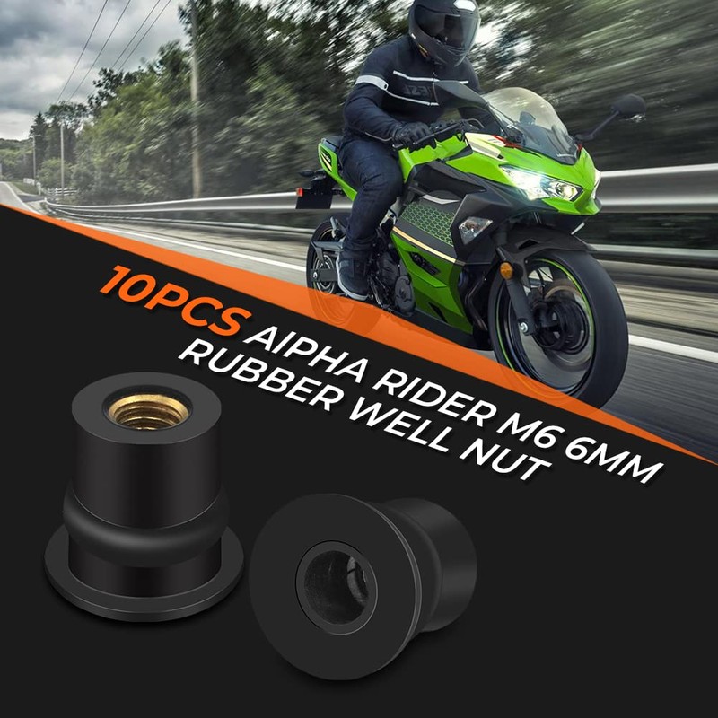 Alpha Rider M6 Universal Motorcycle Rubber Nut with Internal Thread,