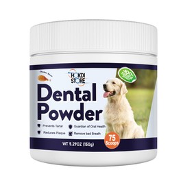 Hokdi Store Dog Breath Freshener – Plaque & Tartar Remover Powder with Probiotics & Herbs – Teeth Cleaning & Oral Care – Chicken or Bacon Flavor, 75 Scoops (Chicken)