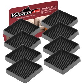 Yelanon 8pcs 2.5" Non Slip Furniture Pads for Hardwood Floors - Anti Skid Grippers Rubber Feet Floor Protectors Stoppers to Prevent Sliding for Bed Couch Wood Furniture (Black)