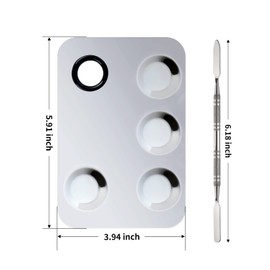 Penubuy Upgrade Mixing Makeup Palette, Stainless Steel Cosmetic Palette with Spatula Tool, Nail-art Cosmetic Palette for Mixing Cosmetic and Pigment