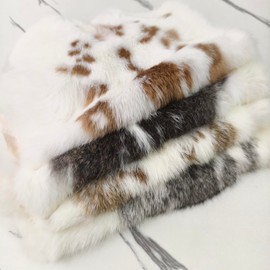 Bulk Craft Rabbit Pelt Fur Skin (4-Pack) - Premium Rabbit Fur Hide Pelts for Decor, Cat/Dog Toys, Sewing & Crafts Natural Spotted