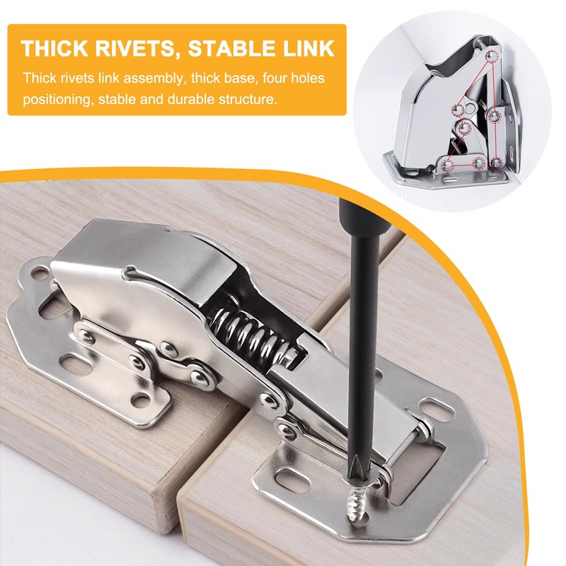 Cabinet Hinges with Screws, 14PCS Concealed Cupboard Door Hinges, 90