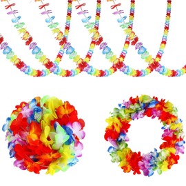 siawadeky Hawaiian Garland, Set of 5, Stylish, Hawaiian Garland, Colorful Hawaiian Lei, Summer, Tropical Garland, Luau, Artificial Flower, DIY Available, Costume Accessories, Photo Tool, Beach Party
