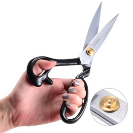 Left-Handed Sewing Fabric Scissors, 10 Inch Dressmaking Taior's Shears-Electroplated Finishing High Carbon Steel Scissors for Crafting, Tailoring, Leather-Cutting(Thread Cutter INCL)