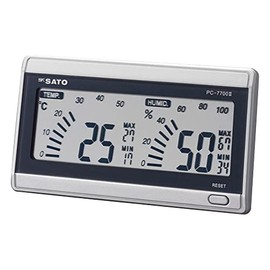 Sato PC-7700II Thermometer/Hygrometer, Digital, Maximum and Minimum Temperature and Humidity Recording, Desktop and Wall Mountable, Room Navigation System