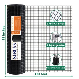 SEBOSS Hardware Cloth - 1/4 Inch Wire Mesh Roll, 48 inches x 100 feet, 23-Gauge, Chicken Wire Fencing, Garden Fencing, Chicken Wire Mesh, and Durable Outdoor Wire Cloth Applications