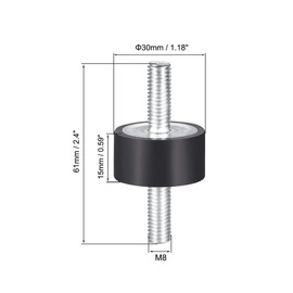 uxcell 30 x 15mm Rubber Mounts,Vibration Isolators,Shock Absorber with M8 x 23mm Studs 2pcs