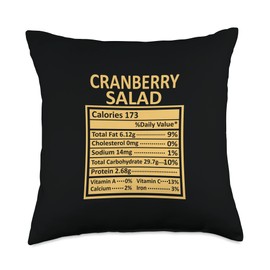 Nutritional Facts Labels Thanksgiving Gifts Store Thanksgiving Christmas Funny Cranberry Salad Nutrition Facts Throw Pillow, 18x18, Multicolor