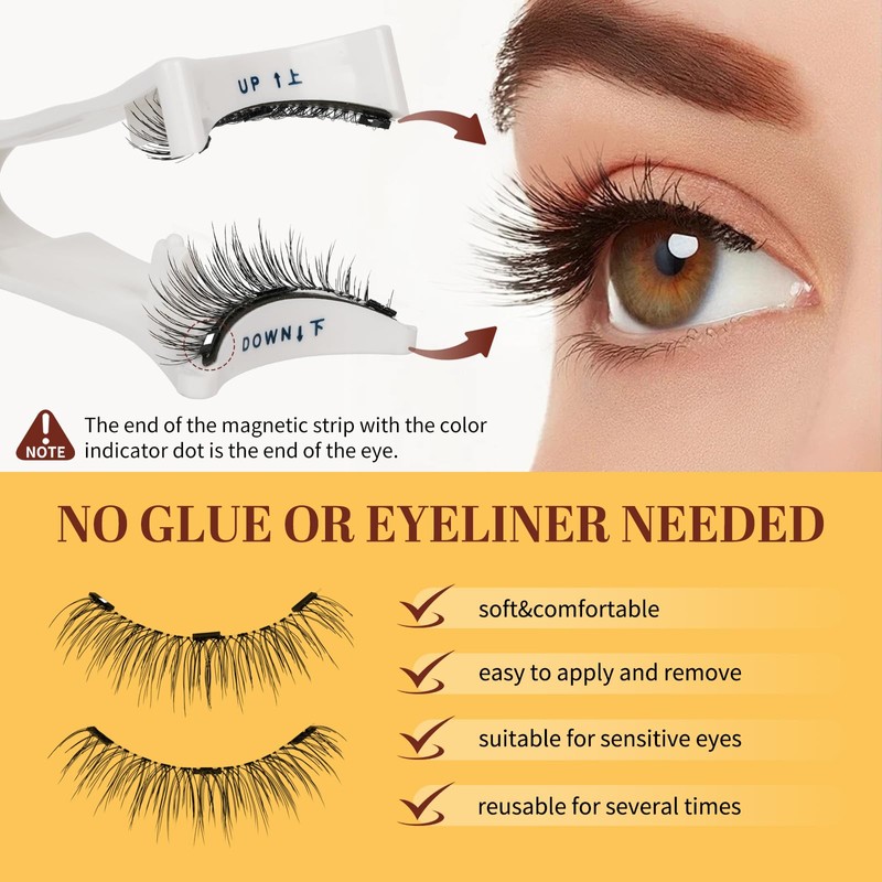 Long Lasting Magnetic Eyelashes Magnetic Eyelashes with Applicator Applicator Natural